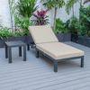 Leisuremod Chelsea Modern Outdoor Chaise Lounge Chair With Side Table & Beige Cushions CLTBL-77BG
